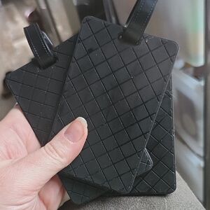 Black Quilted Luggage Tags